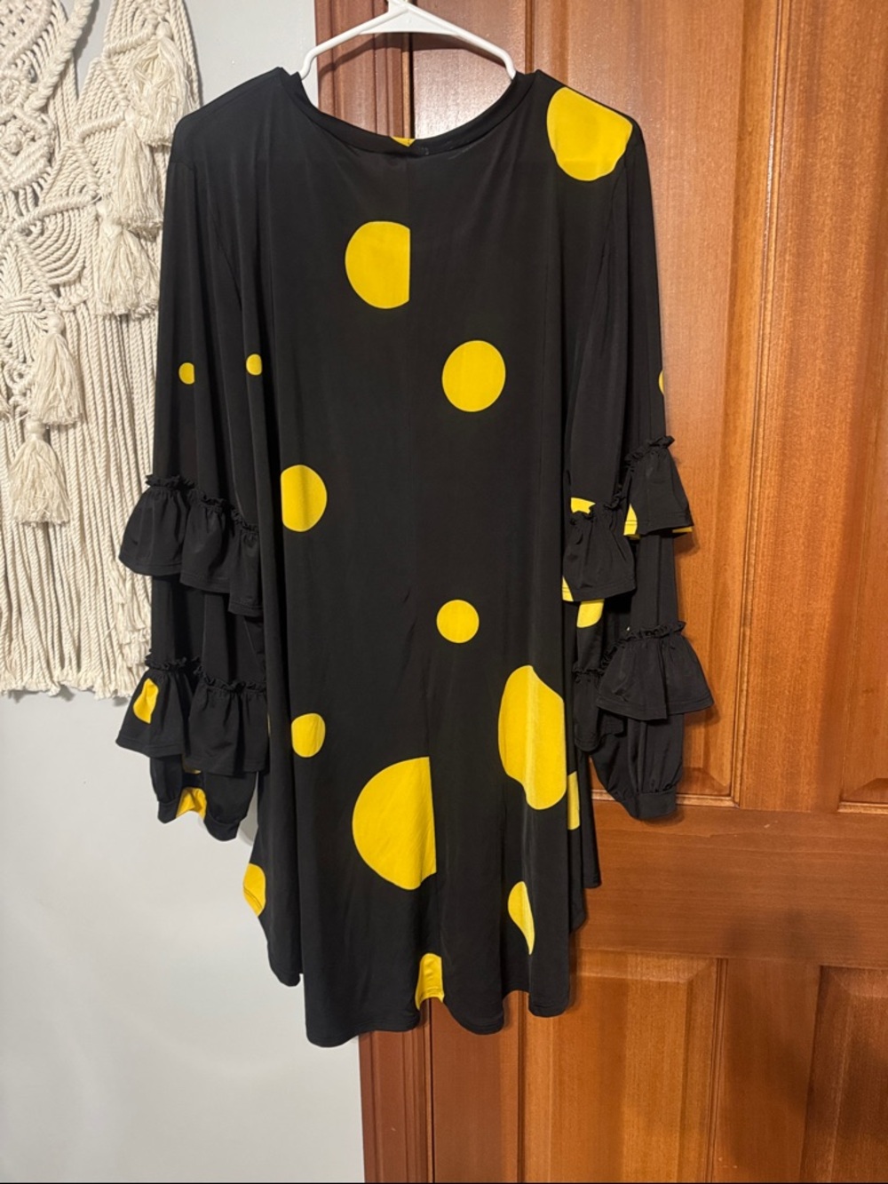 Zadie B’s Black and Yellow Dot Print and Ruffle Sleeves Shirt - Picture 3 of 3